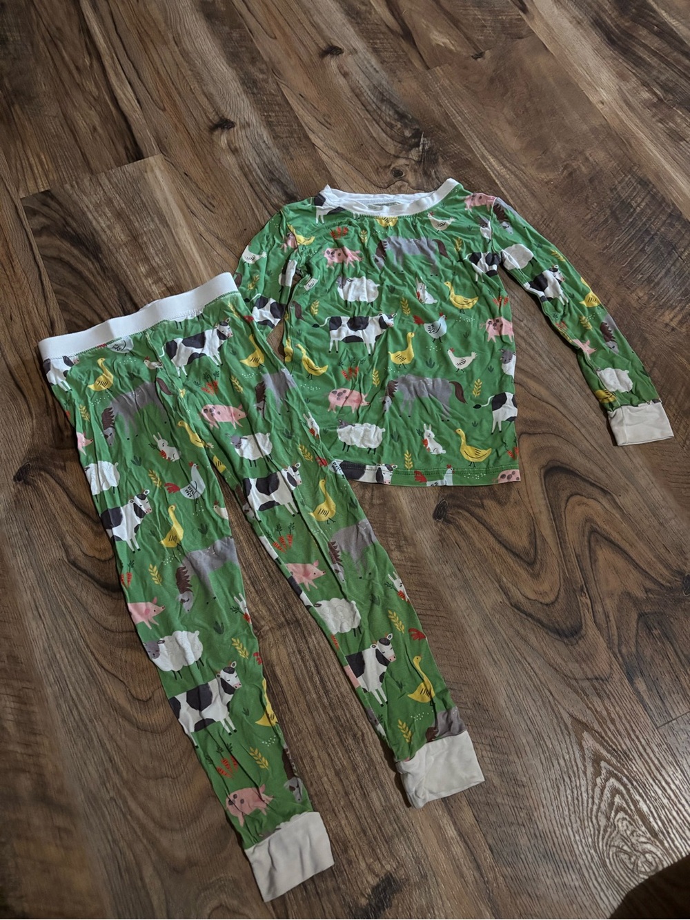 Little Sleepies 4T Green Farm Animal Pajama Set